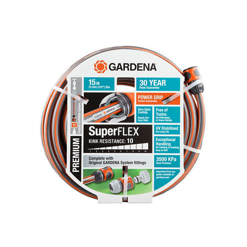 Gardena Premium SuperFLEX Hose Fitted (13mm x 15m)