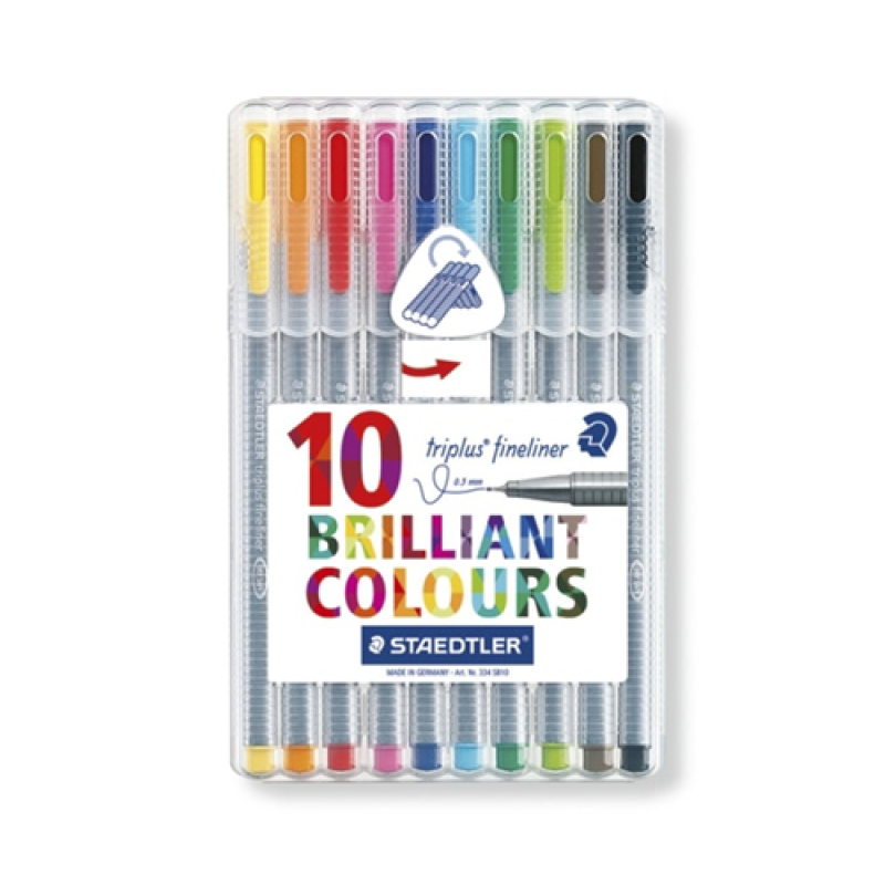 Staedtler Triplus Fine Liners, Pack of 10 Fine Liners, Lettering